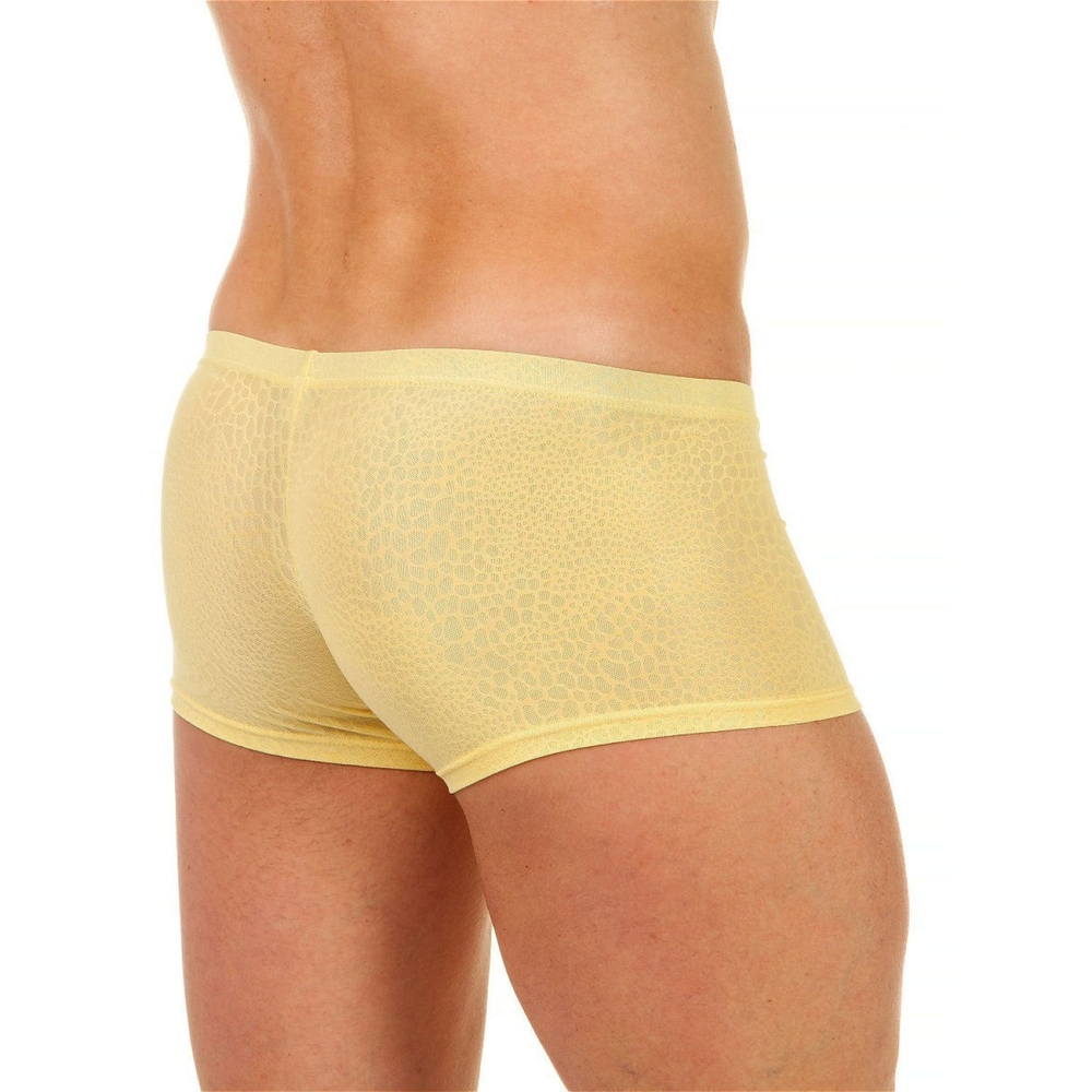 Мужские трусы-хипсы из ткани с текстурой змеиной чешуи Snake Yellow Boxer (Размер: L) (Цвет: желтый)