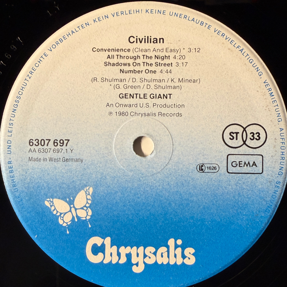 Gentle Giant ‎– Civilian (Германия 1980г.)