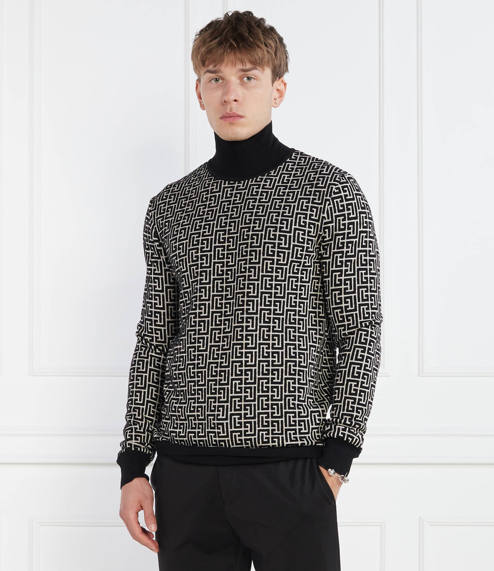 Хлопковый гольф Balmain - черный(BH1KF010 KB03)