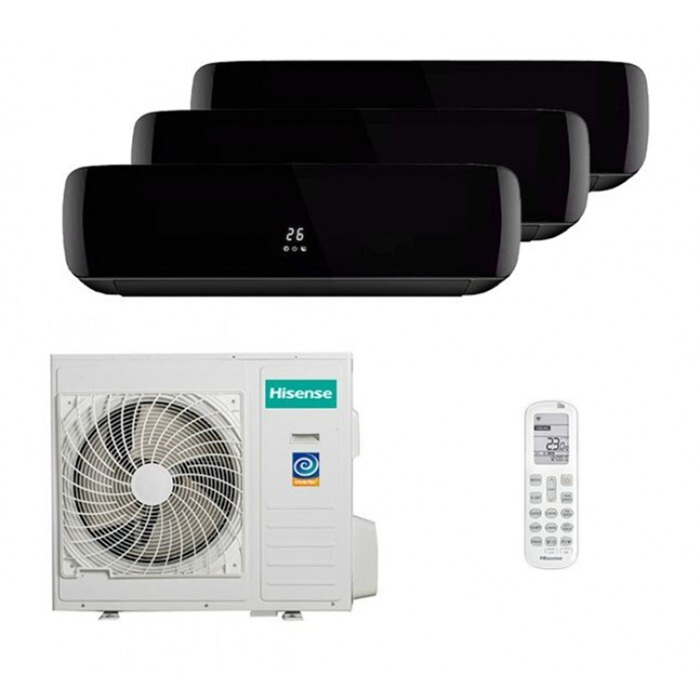 Мульти сплит-система Hisense на 3 комнаты (35+35+35 кв.м.) Black