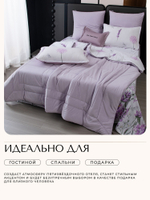 КПБ на резинке Сатин Velouria Luxe с Одеялом VLR019, Евро, 4 наволочки, простынь 140*200*25