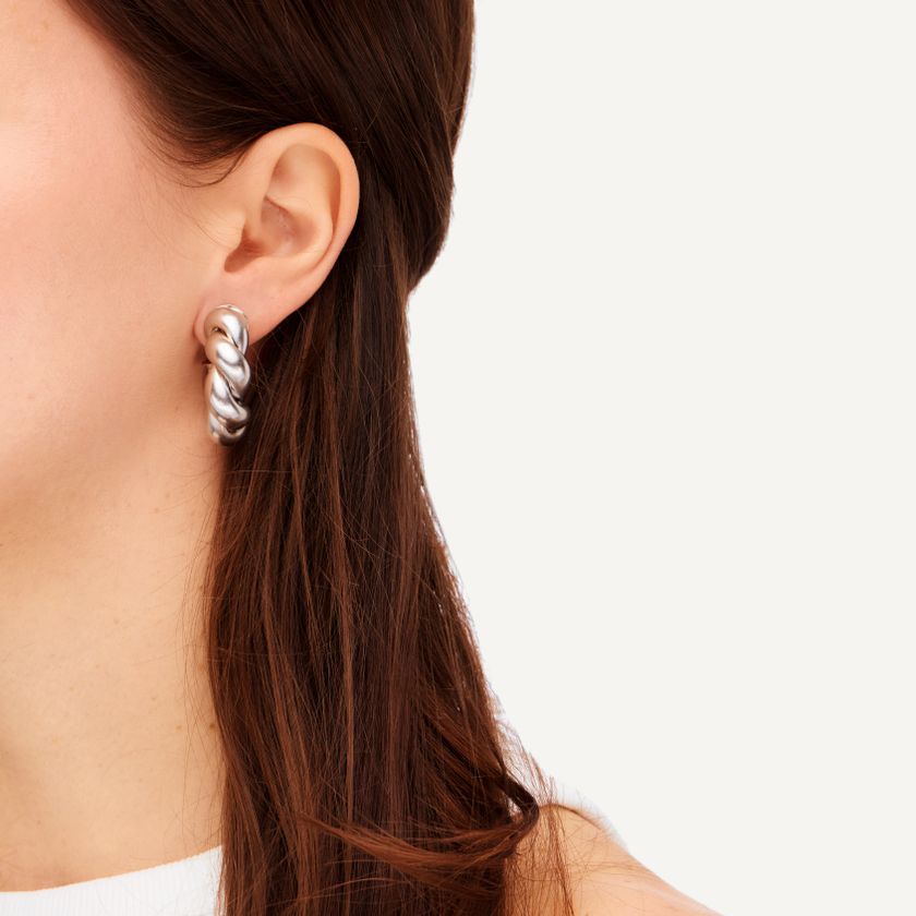 Серьги Матовые Закрученные Линии – Серебро