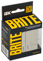 BRITE Выключатель 2-клавишный с индикацией для отелей 10А ВС10-2-9-БрКр бежевый IEK