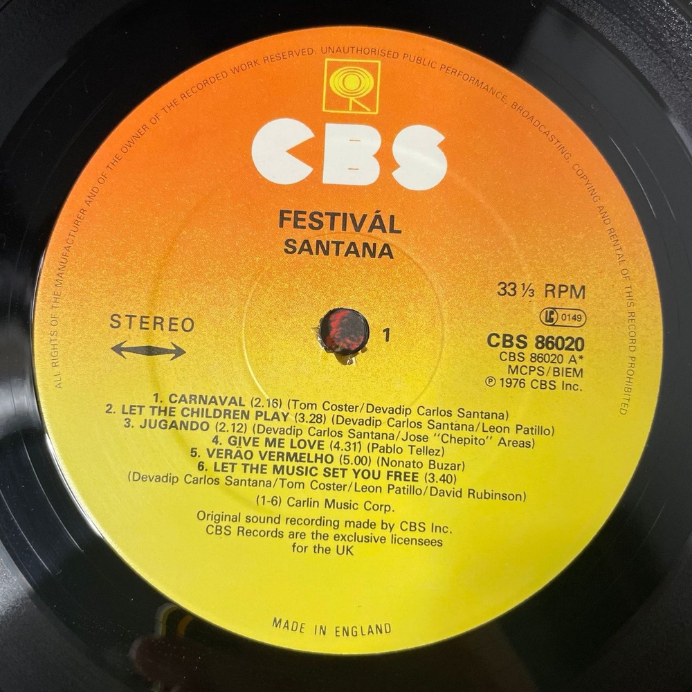 Винтажная виниловая пластинка LP Santana Festival (Англия 1976)