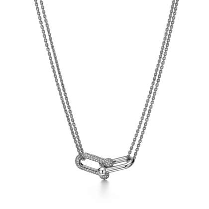 Подвеска из белого золота 18k с бриллиантами, Tiffany 💎 Hard Wear Large Double Link