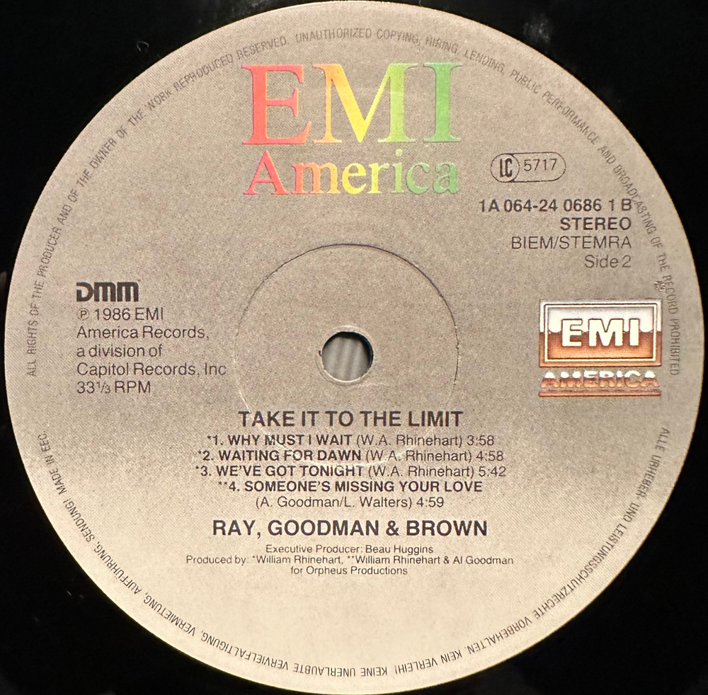 Ray, Goodman & Brown - Take It To The Limit (Европа 1986г.)