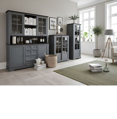 Шкаф витрина, 60х41х170, Лэйквью, сервант с 4 полками, из массива сосны, MAKOSA