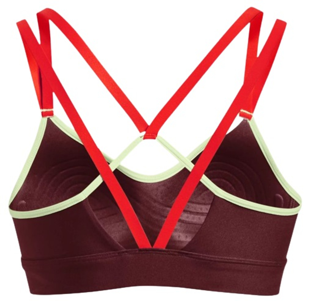 Бюстгальтер Under Armour Women's UA Infinity Low Strappy Sports Bra — каштаново-красный/фосфорный зелёный