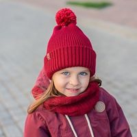 Шапка с двойным отворотом и помпоном "Мерло"