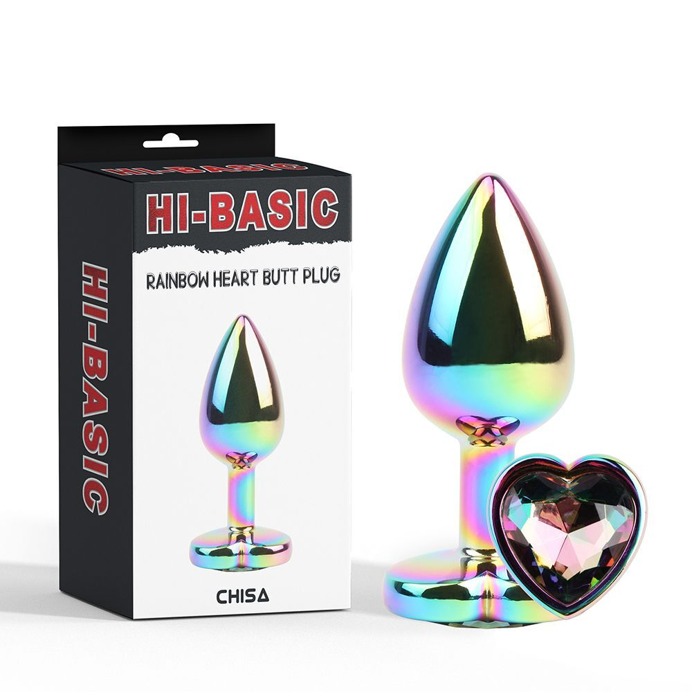 Радужная металлическая пробка Rainbow Heart Butt Plug - 7,1 см. (Цвет: разноцветный)