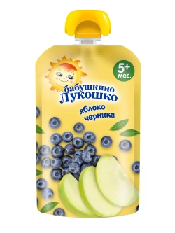 Пюре пауч Бабушкино лукошко Яблоко-черника с 5 мес 90 г