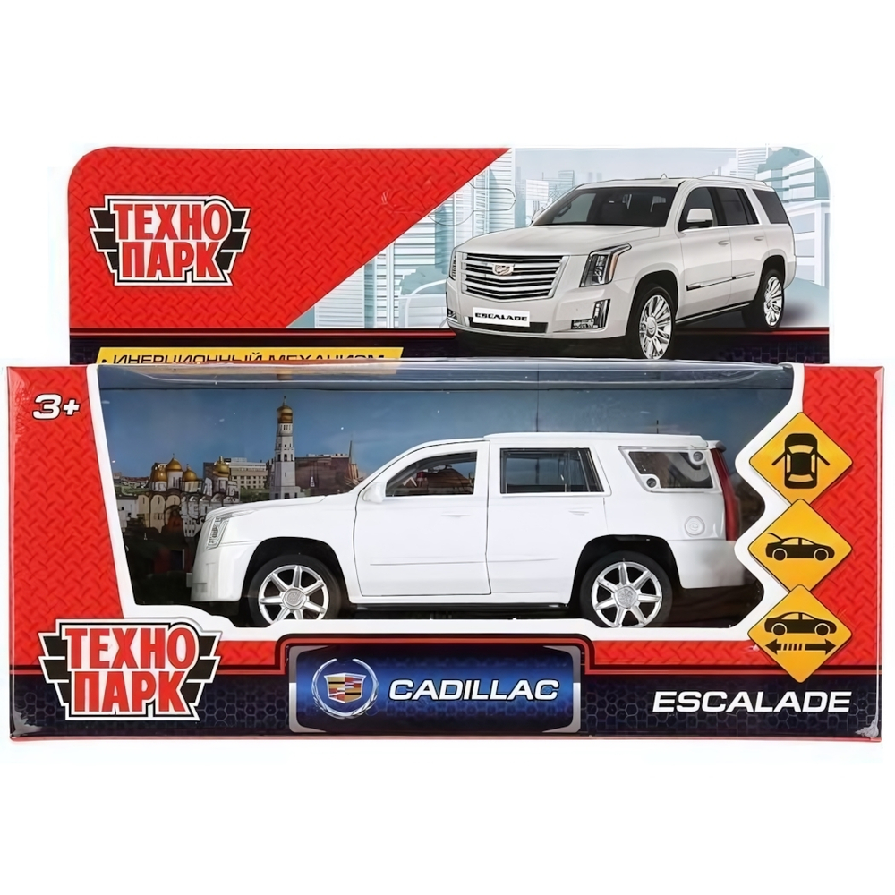 Модель ин. мет. "Cadillac Escalade" 12см, открыв. двери, белый в коробка ESCALADE-WT (Технопарк)