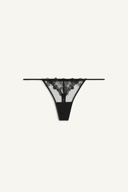 ZARA КРУЖЕВНЫЕ СТРИНГИ - LIMITED EDITION , ЧЕРНЫЙ