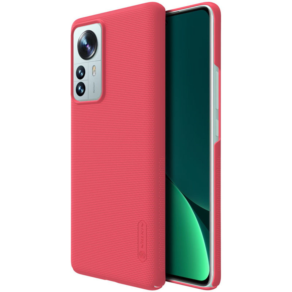 Тонкий жесткий чехол красного цвета для смартфона Xiaomi Mi 12 Pro и 12S Pro от Nillkin серия Super Frosted Shield