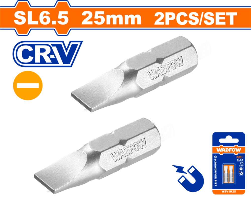 Бита 2 шт SL6.5x25 мм (400/800) WADFOW WSV1K25