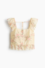 Топ из смеси с лиоцеллом с кружевной лентой - H&M