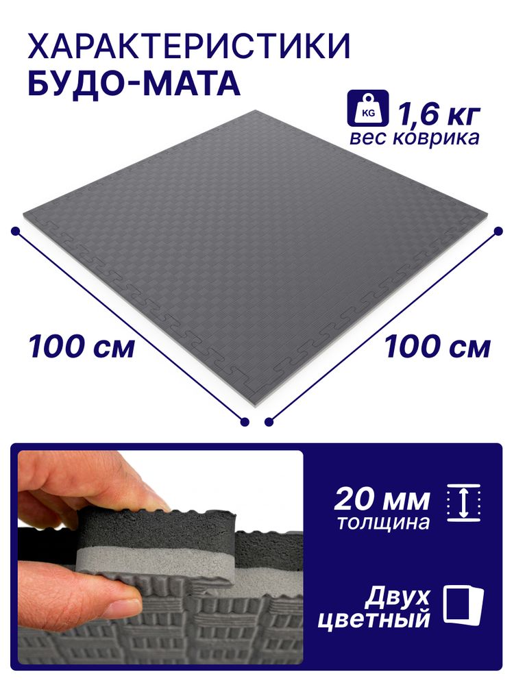 Будо-мат EVA DFC 100 x 100 см, 20 мм, цвет серо-графитовый