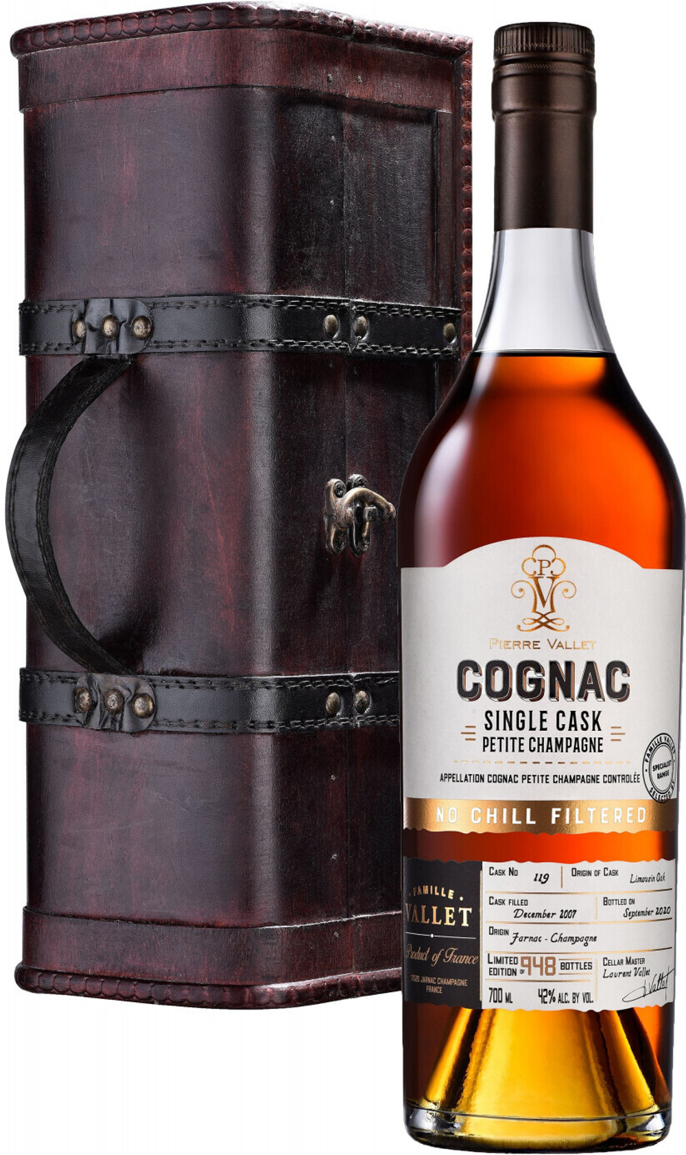 Коньяк Pierre Vallet Single Cask, Petite Champagne, 0.7 л
