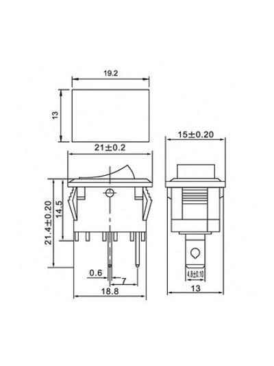 Выключатель клавишный 250В 6А (2с) ON-OFF черн. Mini (RWB-201; SC-768) Rexant 36-2110