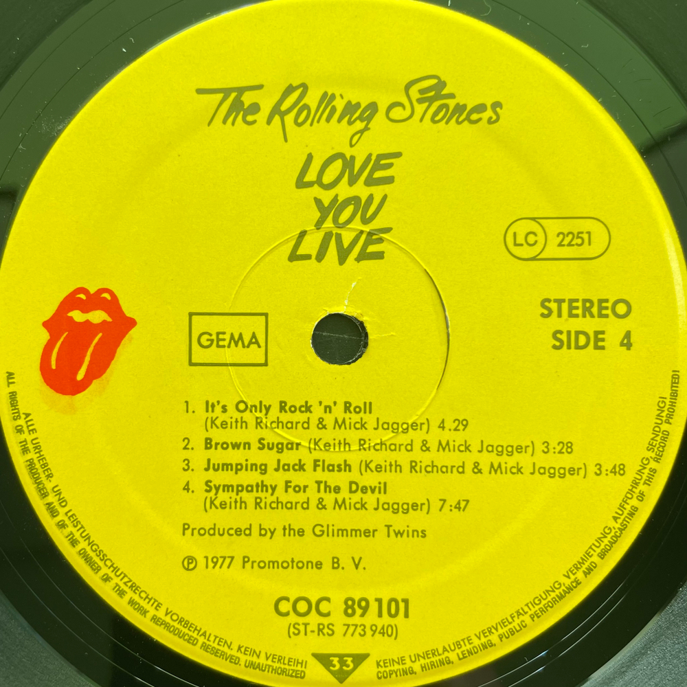 The Rolling Stones ‎– Love You Live (Германия 1977г.)