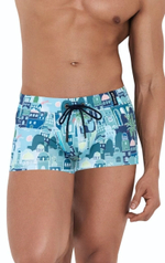 Синие мужские плавки-боксеры с принтом Cassiel Swimsuit Boxer (Размер: S) (Цвет: синий)