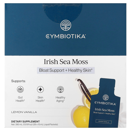 Cymbiotika, ирландский морской мох, лимон и ваниль, 26 пакетиков по 15 мл (0,5 жидк. унции)