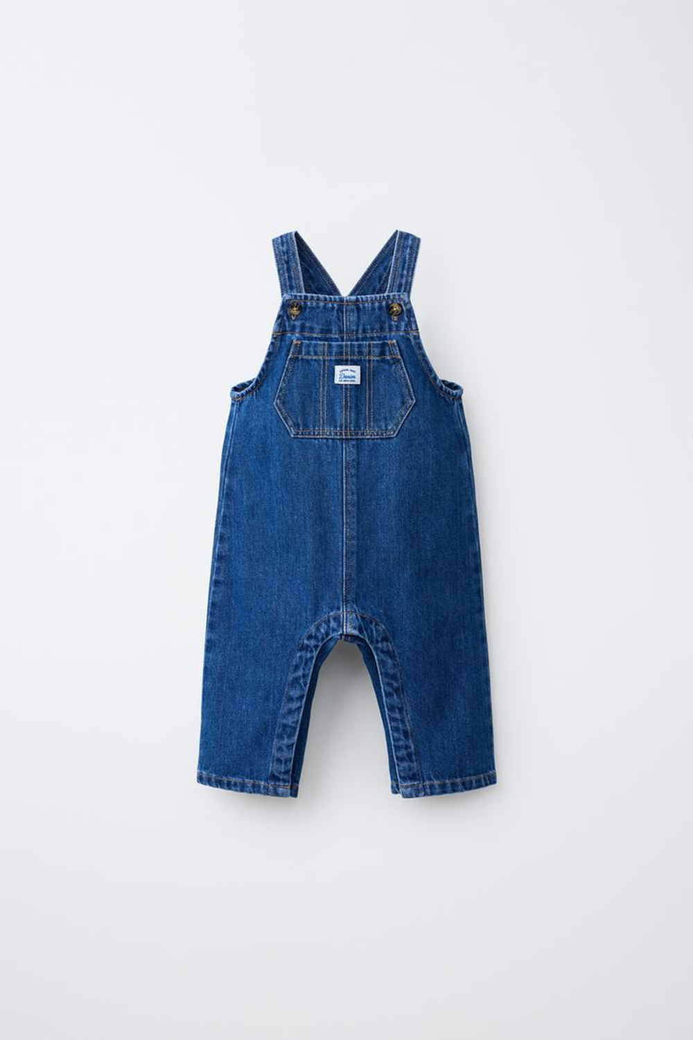 ZARA ДЛИННЫЙ ДЖИНСОВЫЙ КОМБИНЕЗОН, ВЫЦВЕТШИЙ СИНИЙ