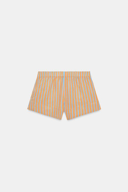 ZARA ШОРТЫ ИЗ ПОПЛИНА В ПОЛОСКУ, ОРАНЖЕВЫЙ