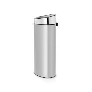 Мусорный бак Touch Bin New (40 л), Серый металлик, крышка стальная полированная