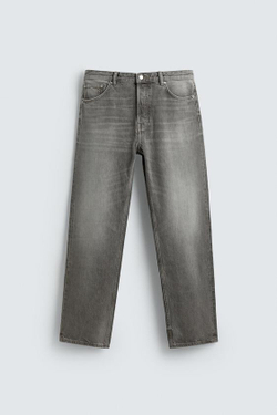 ZARA ДЖИНСЫ STRAIGHT FIT, СЕРЫЙ