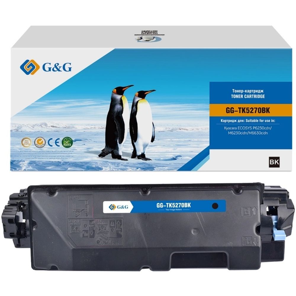 Тонер-картридж G&amp;G, аналог Kyocera TK-5270BK для ECOSYS P6230cdn/M6230cidn/M6630cidn (8K) черный