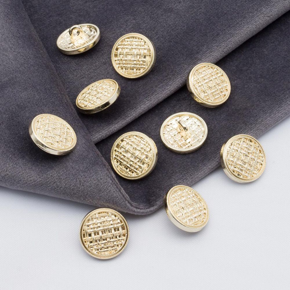 Пуговицы металл на ножке 24L=15 мм, Gold (золотой), 10 шт, MP06