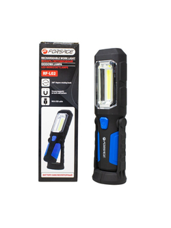Лампа светодиодная аккумуляторная(4W COB+1W,2 магнита,крючок,180гр.,250Lm,1200mAh,USB провод,время раб.5ч,время заряд.3ч) Forsage F-RF-L02
