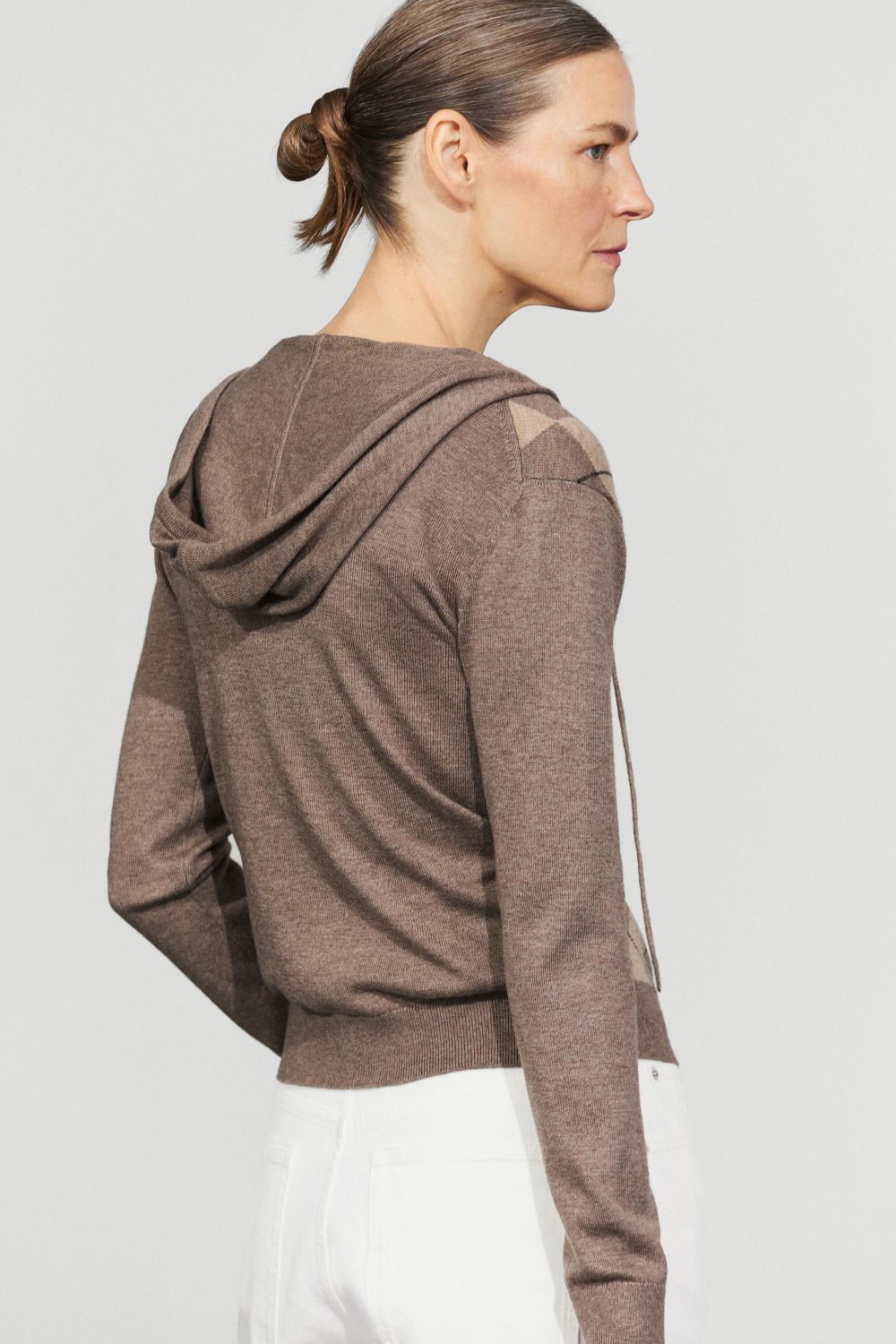 Massimo Dutti Вязаный кардиган с капюшоном на молнии, серый