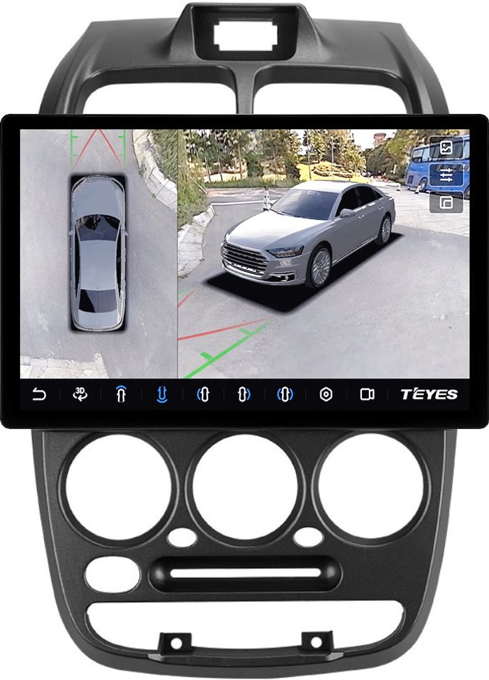 Магнитола для Hyundai Accent 2000-2011 (рамка 1 кнопка) - Teyes CC3-2K-360 монитор 13" 2K QLED на Android 10, Быстрая, CarPlay, 4G SIM-слот, 4 камеры в комплекте