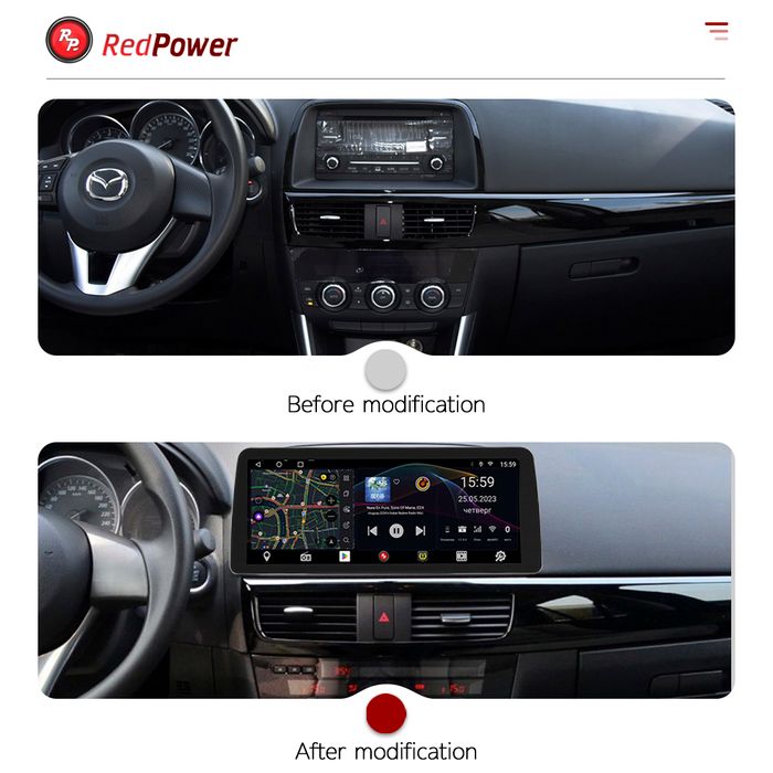Магнитола для Mazda CX-5 2011-2017 - Redpower 85112XLB монитор 12.3" QLED в стиле BMW, Android 14, Быстрейшая, CarPlay, 4G SIM-слот