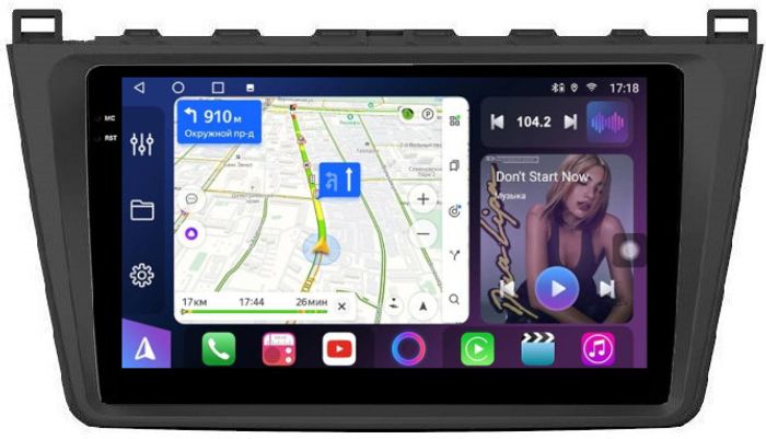Магнитола для Mazda 6 GH 2007-2012 - FarCar S500-TS10 монитор 9.5" QLED на Android 14, Быстрая, CarPlay, 4G SIM-слот