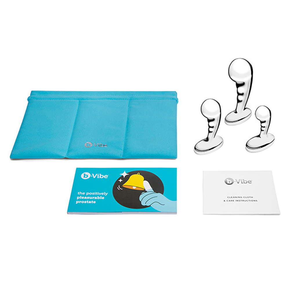 Набор стальных стимуляторов простаты 8,3; 10,3; 13см b-Vibe Stainless Steel P-Spot Training Set BV-054