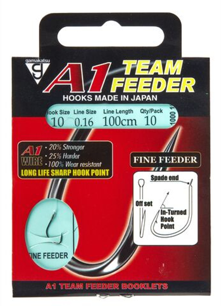 Крючки с поводком Gamakatsu BOOKLET A1 FINE FEEDER разм. 10-0.16мм 100см 10шт.