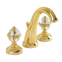 Смеситель для раковины на 3 отв. Migliore Cristalia Swarovski  27184 (ML.CRS-3712.DO) золото купить