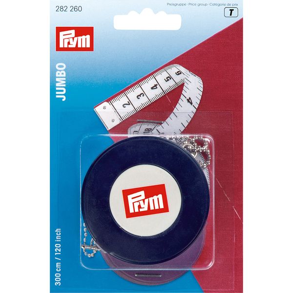 Рулетка Jumbo 300 см, 1 шт, шкала в см, и дюймах, Prym 282260
