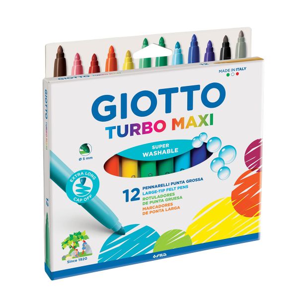 Набор фломастеров TURBO MAXI утолщенные 12 цв, Giotto F76200