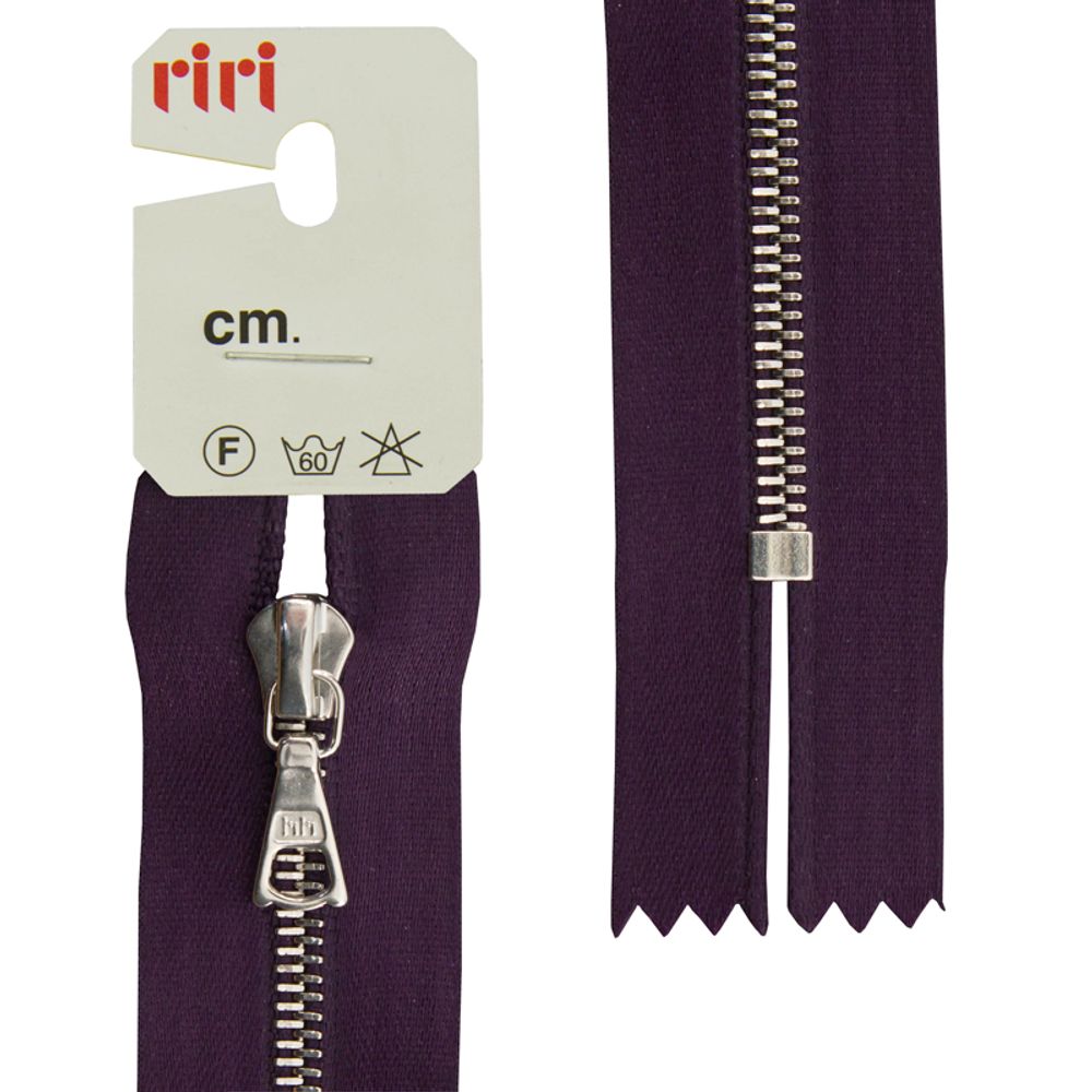 Молния металл RIRI Т4 (4 мм) 1 зам., н/раз., 16 см, Ni, атласная тесьма, цв.2510, т.фиолетовый, 1 шт Молния металл RIRI Т4 (4 мм) 1 зам., н/раз., 16 см, Ni, атласная тесьма, цв.2510, т.фиолетовый, 1 шт