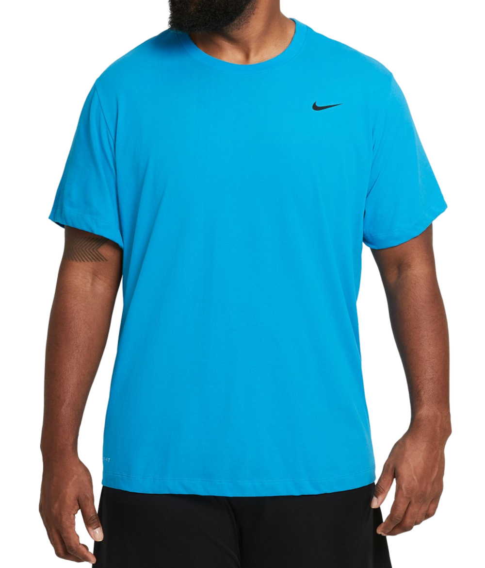 Мужская теннисная футболка Nike Solid Dri-Fit Crew - laser blue/black