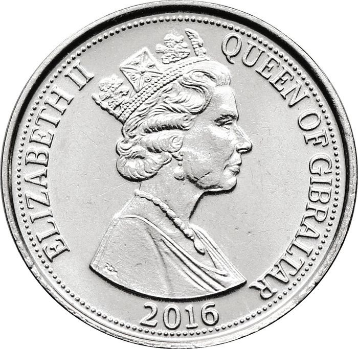 5 пенсов 2016 Гибралтар AU-UNC
