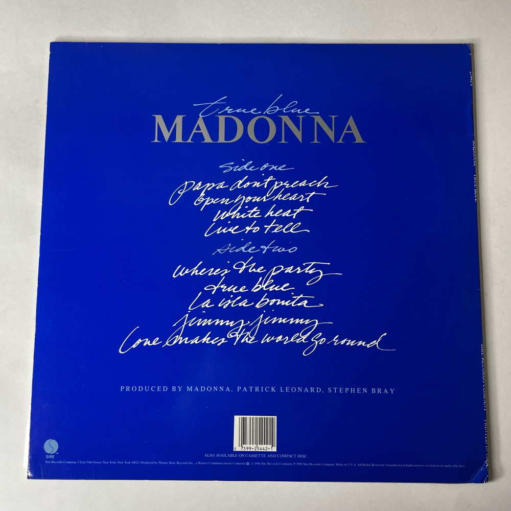 Винтажная виниловая пластинка LP Madonna True Blue (США 1986) (Постер)