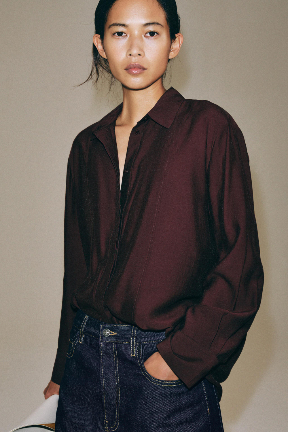 ОДНОТОННАЯ РУБАШКА С НАГРУДНОЙ ПЛАНКОЙ — ZW COLLECTION — ZARA