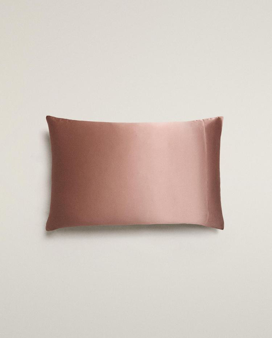 ZARA HOME НАВОЛОЧКА ИЗ 100% ТУТОВОГО ШЕЛКА, РОЗОВЫЙ