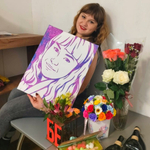 Портрет блестками на холсте