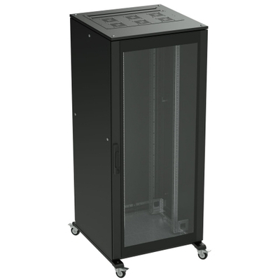 Напольный 19" IT-корпус ДКС серии CQE 24U 600х1200х1000, двери стекло+сплошная, панели для крыши, кабельный ввод, RAL9005